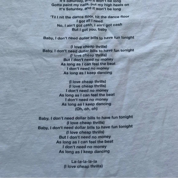 Zara White T-shirt Lyrics to by Sia Women’s Large Band Graphic Music RN 77302 - Picture 7 of 8